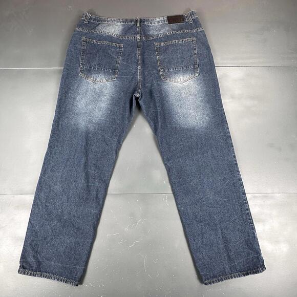 Enyce Jeans Mens 44x34 Blue Dark Wash Baggy Relaxed Wide Leg Street Smoke Rising - Picture 6 of 7